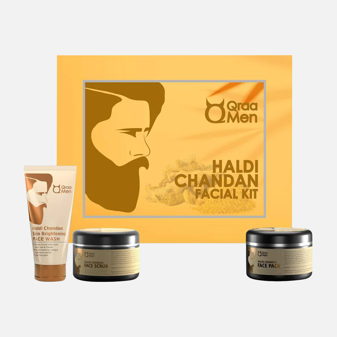 Qraa Men Haldi Chandan Kit for Skin Brightening/Lightening for Oil/Acne/Pimple Control (3 Items in the set)